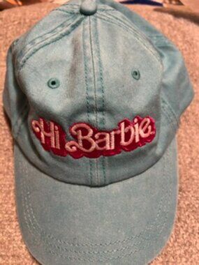New Distressed Collectible Turquoise Cotton Hi Barbie Embroidered Baseball Cap
